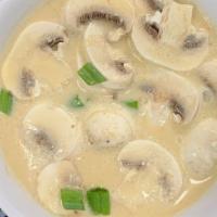 Vegan Tom Ka (Small) · Coconut based soup with mushrooms, lemongrass, and lime juice.
