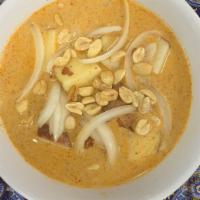 Vegan Massaman Curry · Mild Massaman curry paste, coconut milk, carrots, onions, potatoes, peanuts and vegan duck. ...