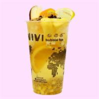 Vivi Signature Fruit Tea · Large. 278 cal. Large only. Fresh lime , orange, apple, ice jelly, pineapple, chia seed