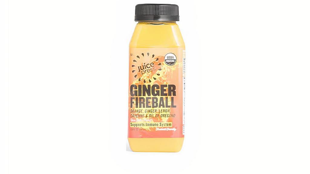 Ginger Fireball (8.5 Oz) · Our signature spicy immune boosting blend! Immune boosting ginger, spicy cayenne, and Vitamin C-packed orange juice. Organic Ginger, Orange, Lemon, Cayenne, and Oil of Oregano.