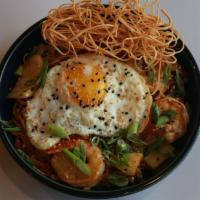 Chop - Suey · House Vegetables with noodles in a dark Savory Sauce topped with Fried Egg
