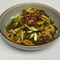Stir Fried Udon Noodles · Udon noodles in a Smokey Soy sauce, Nori, Bok Choy & Peppers