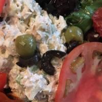 Chicken Salad Over Garden Salad Platter · 