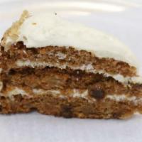 Carrot Cake · Moist cake, spiced with cinnamon and frosted with cream cheese frosting.