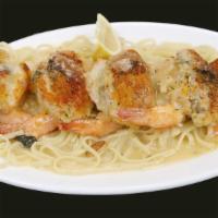 Stuffed Shrimp · Stuffed with crab meat in a lemon, wine & garlic sauce ,served with pasta or salad.
