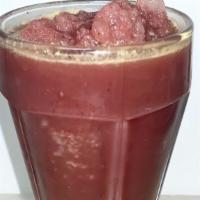 Acai Berry Blast Smoothie · A smoothie made with banana, mixed berries, oat milk, and organic acai.