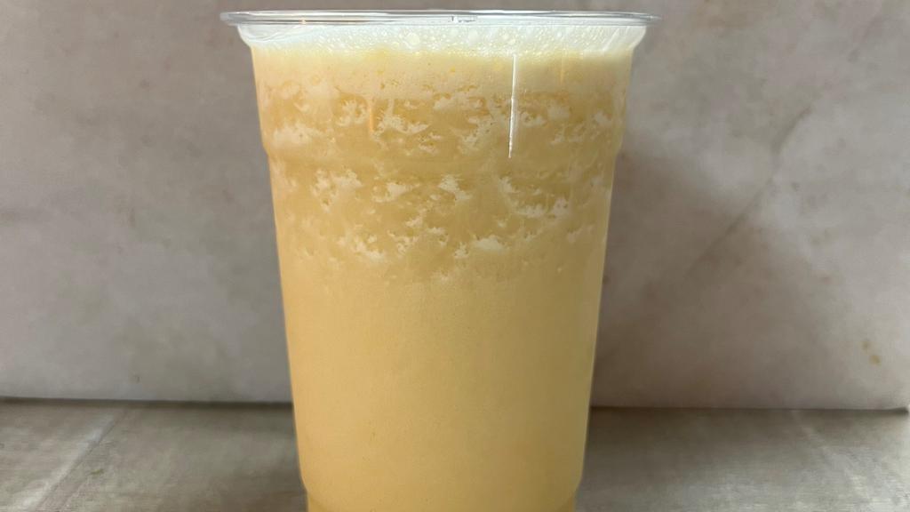 Orange Creamsicle Shake · A blend of vanilla protein, banana, orange essential oil, and your choice of milk.
16 ounce shake.
