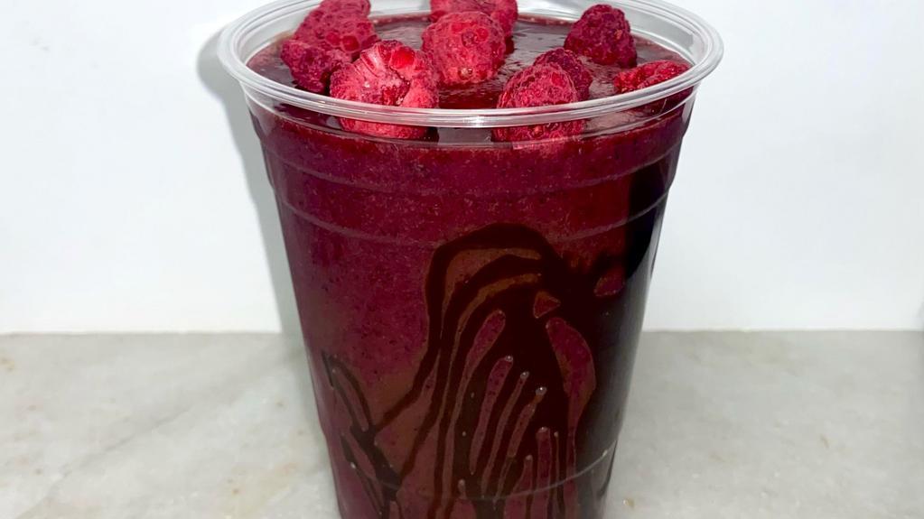 Jelly Ring Smoothie · A blend of mixed berries, banana, and chocolate. Vegan and gluten free