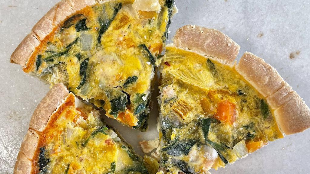 Slice Of Quiche · Contains pancetta, vegetables, and contains almond milk cheese
Gluten free and dairy free