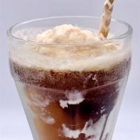 Root Beer Float · Root Beer OliPop with vegan vanilla ice cream