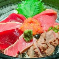 Tekka Special Don · Assorted tuna and toro sashimi over sushi rice.