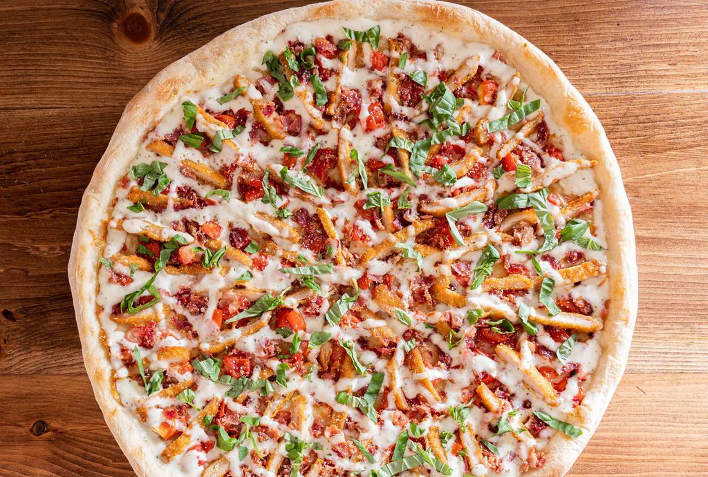 Chicken Bacon Ranch · Chicken cutlet, bacon, chopped tomatoes, mozzarella and ranch dressing.