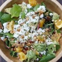 Chakra Special Salad · Mix green, avocado, orange, walnuts, goat cheese