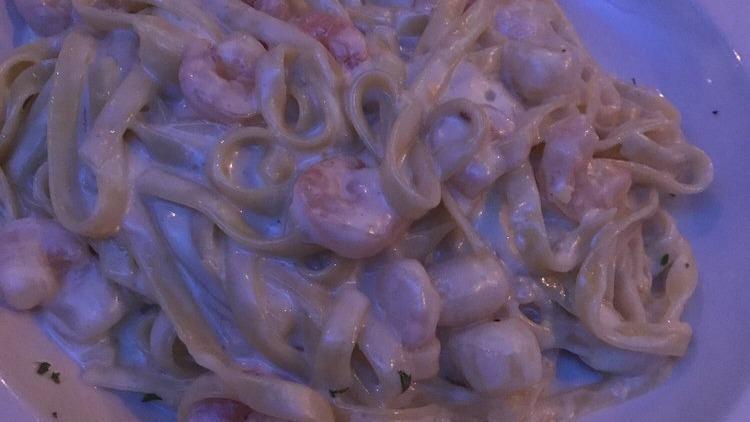 Fettuccine Alfredo · With choice of chicken or shrimp. Served with minestrone, soup of the day, or Italian mixed green salad.