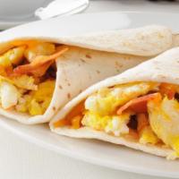 American Burrito · Delicious 2 eggs, cheddar cheese, and sour cream.