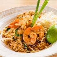 Pad Thai · Gluten-free. Traditional Thai dish of stir fried thin rice noodles, Chinese chives, bean spr...
