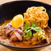 Khao Soi · Spicy level 1. The best way to get a taste of chiang mai without getting charged extra for l...