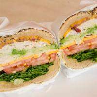 The California · Boars head oven gold turkey, cheddar cheese, bacon, lettuce, tomato and avocado on whole whe...