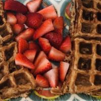 Waffles · A 8 inch waffle in either Cinnamon Oats or Gluten Free Options with 1 fruit