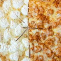 White Slice · Ricotta and mozzarella cheeses and garlic. No tomato sauce.