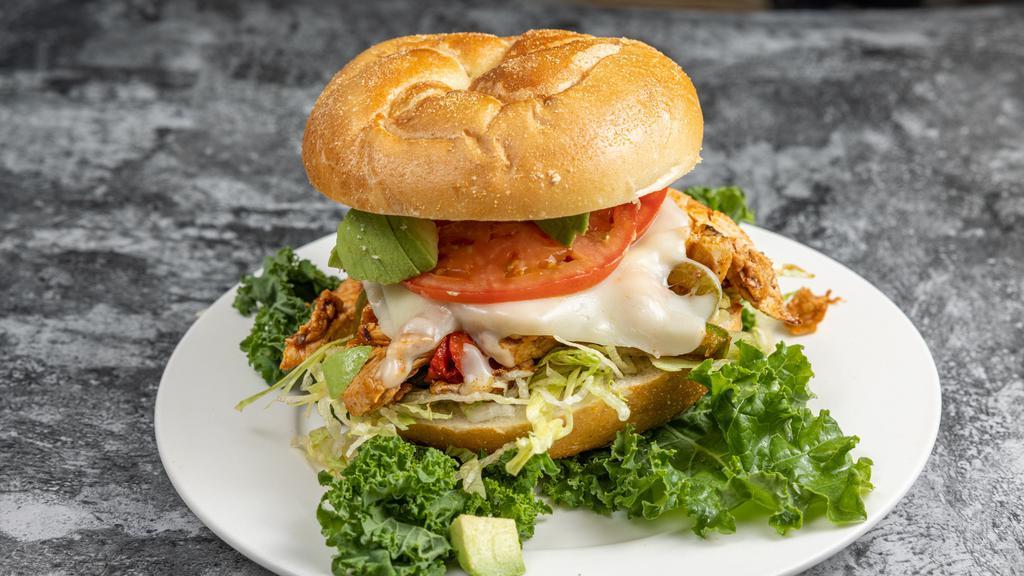 Chipotle Chicken Breast Sandwich · Cheese, lettuce and tomatoes.