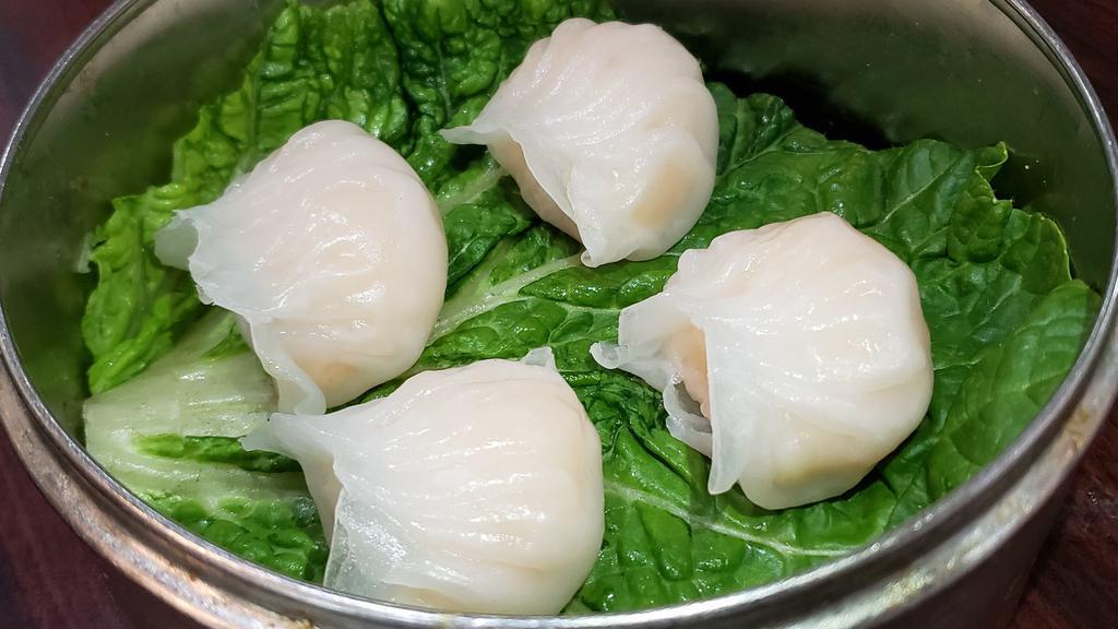 Crystal Shrimp Dumplings (4Pc) - 蝦餃 · Stuffed dough.