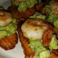Fried Green Plantains With Guacamole · Fried green plantains (3) served with our fresh homemade guacamole.