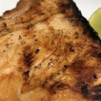 Grilled Salmon (10 Oz) · With two sides.