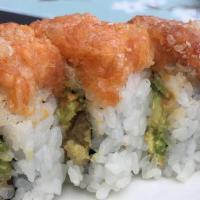 Out Of Control Roll · Spicy king crab, shrimp tempura and avocado inside with spicy tuna and spicy salmon on top.