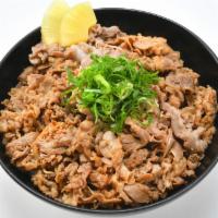 Yakiniku Bowl · This item consists of shredded beef that's been mixed with our yakiniku sauce over rice topp...