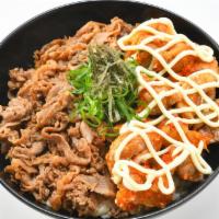 Special Bowl Combo · This item is a combination of our #1 and our #4. Half shredded beef and half spicy chicken t...