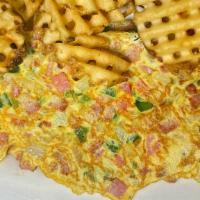 Western Omelet · Ham, green peppers and onions.