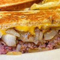 Grilled Patty Melt · Cheeseburger w/american cheese & fried onions on rye.
