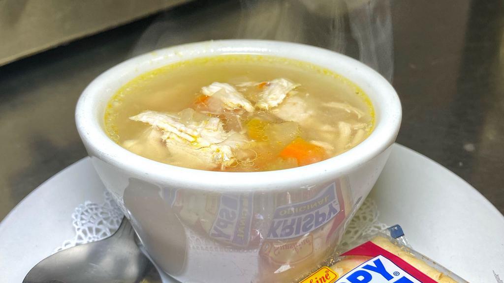 Chicken Noodle Soup · Bowl of chicken noodle soup.