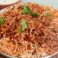 Kheema Biryani · Kheema cooked in basmati rice with special herbs and spices.
