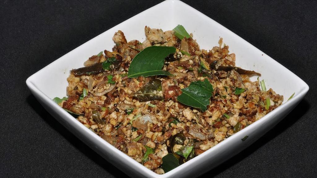 Anda Bhurji · egg scrambled with spices and curry leaves added to that.Rice will NOT be served with Entrees.