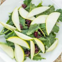 Kale Salad · Kale, lettuce with dried cranberries, pear, and apple, balsamic glaze reduction, and extra v...