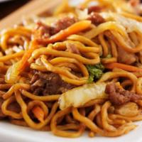 Beef Lo Mein Platter · Served with egg roll and roast pork fried rice.