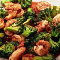 Shrimp With Broccoli Platter · Served with egg roll and roast pork fried rice.