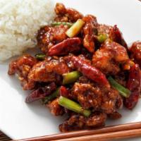 General Tso'S Chicken Platter · Spicy. White meat. Served with egg roll and roast pork fried rice. Spicy.