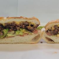 Chopped Cheese · Chopped Angus Beef w/ American Cheese, Onions, Lettuce & Tomato