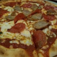 Meat Lovers Pizza 9 Inch · Tomato sauce, crumbled sausage, pepperoni and Mozzarella.