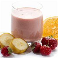 Schwarzenegger Yogurt Shake · Yummy strawberry-banana shake made with yogurt and protein.