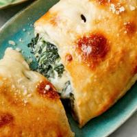 Calzones · Thin pizza dough rolled with Mozzarella cheese.
Specify in notes
Spinach and Cheese, Mushroo...