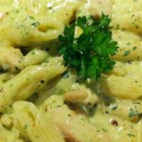 Penne Pesto · Penne pasta perfectly cooked with our homemade Creamy Pesto sauce.