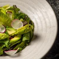 Cote House Salad · Crispy gem lettuce, baby arugula, local grapes, Jersey tomato, Korean mustard vinaigrette.