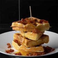 Bacon, Egg, & Cheese Waffle Sandwich · Hot & Crispy Beef Bacon strips, cooked eggs, and cheddar cheese served in between two delici...