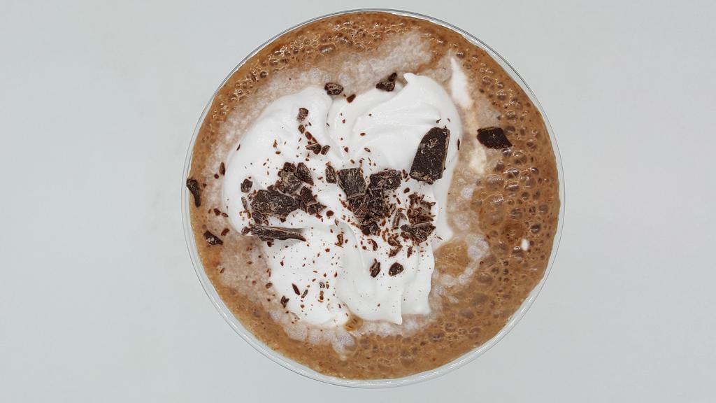 Frozen Hot Chocolate · Signature chocolate blend, ice, whipped cream, shaved chocolate