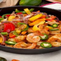 Shrimp Fajita · Large grilled prawns prepared with peppers and onions and served with Spanish rice and choic...