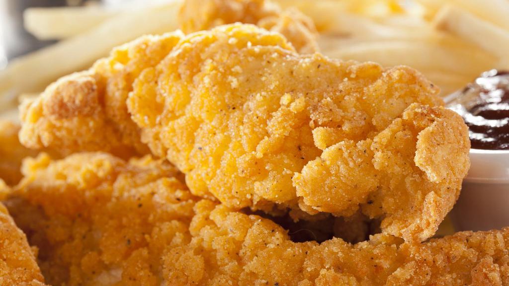 Chicken Tenders (6 Pieces) · Crispy, golden, fried chicken tenders.